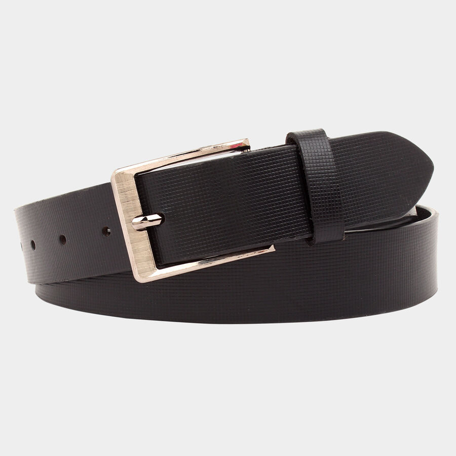 Men's Black Leather Casual Belt, , large image number null