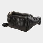 Men's Black Polyurethane Waist Bag, , small