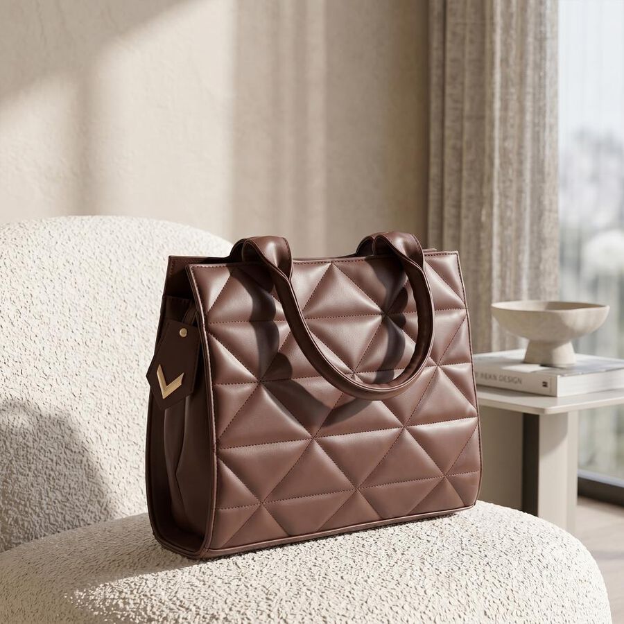 Women's Brown PU Handbag , , large