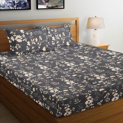 Blue Printed Double Bedsheet