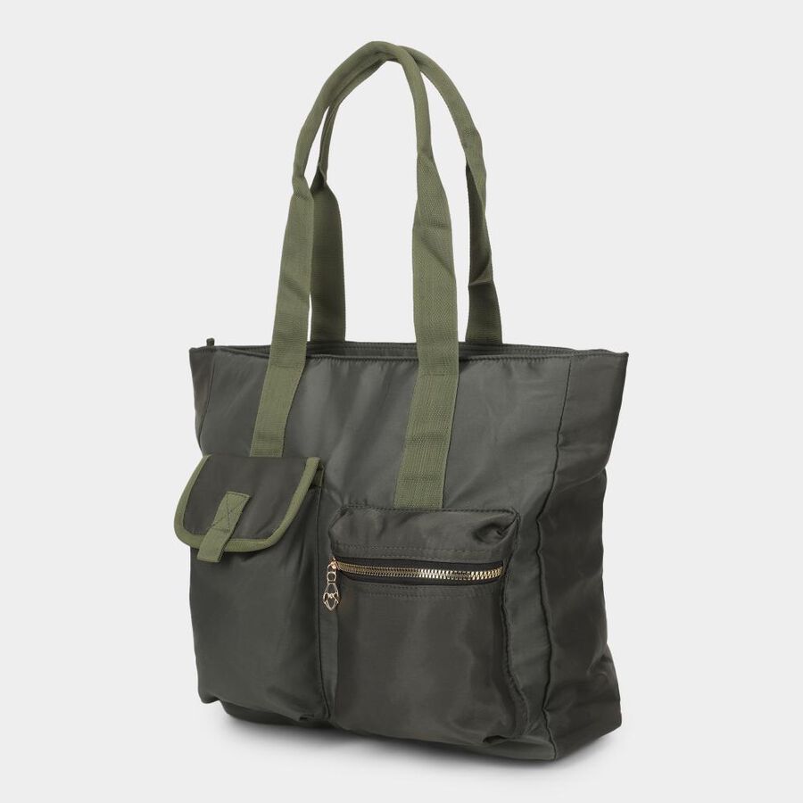 Women's Olive Fabric-Nylon Hand Bag, , large