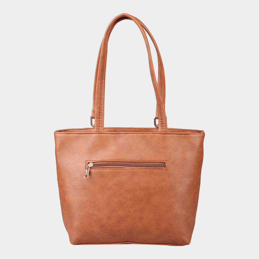 Women's Tan Polyurethane Tote Bag, , large image number null