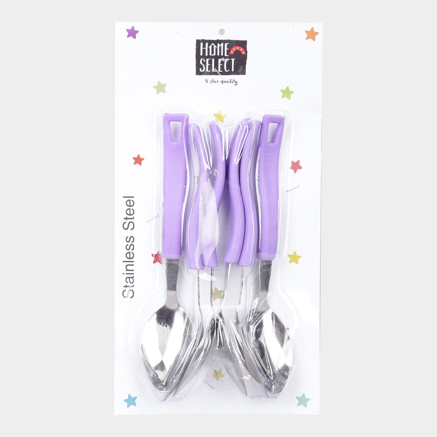 Set of 6 Steel Dessert Spoons, , large image number null