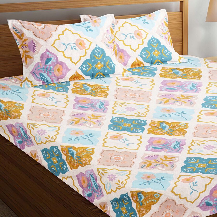 110 GSM Light Grey Microfiber Double Bedsheet With Pillow Cover, , large image number null