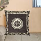 Black Floral Jacquard Cushion Cover, , small
