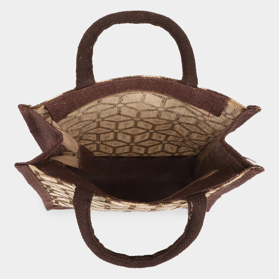 Brown Printed Jute Bag, , large image number null