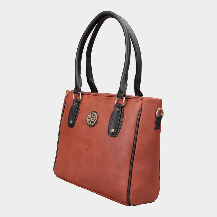 Women's Tan Polyurethane Tote Bag, , large image number null