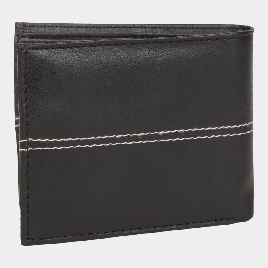 Men's Black Polyurethane Wallet, , large