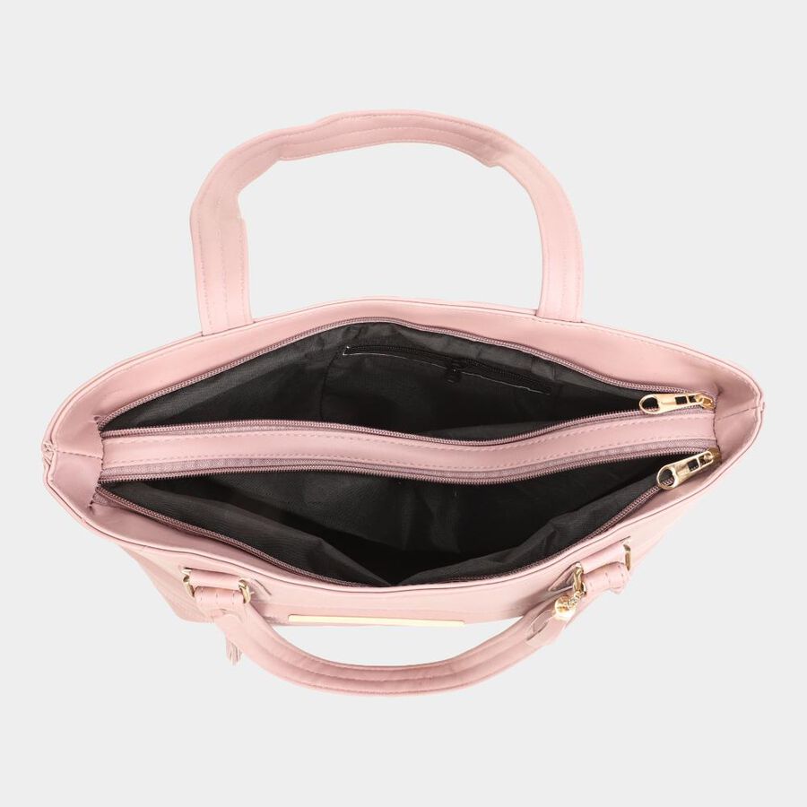 Women's Pink Polyurethane Tote Bag, , large image number null