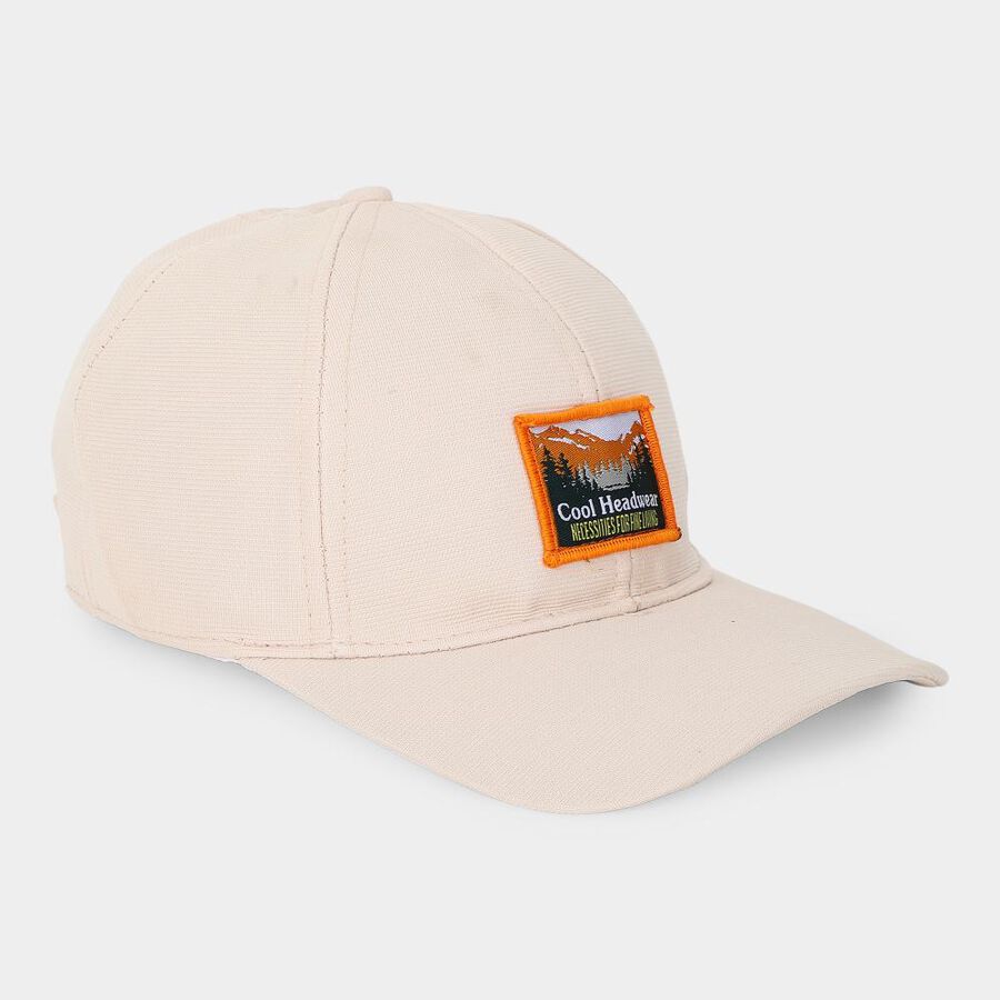 Men's Beige Fabric Caps, , large