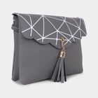 Women's Grey Polyurethane Sling Bag, , small