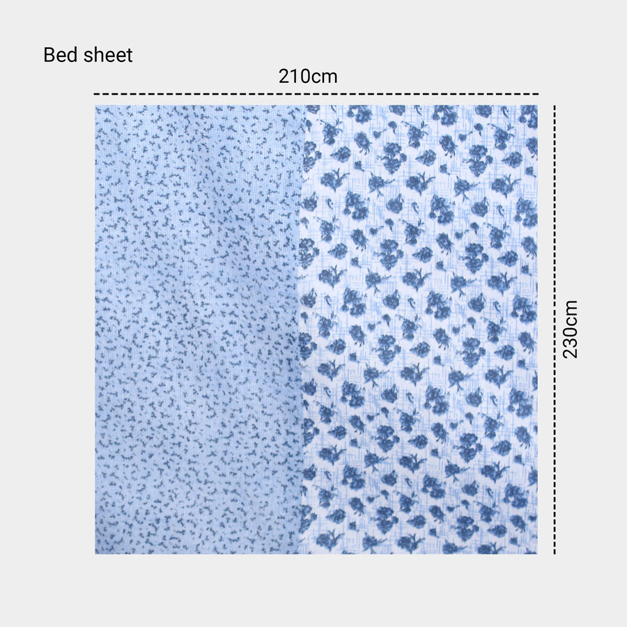 Cotton Printed Double Bedsheet with 2 Pillow Covers, , large image number null