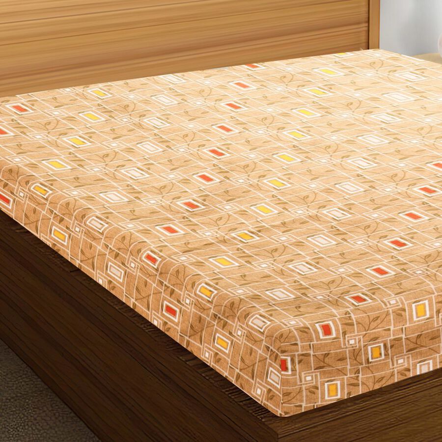 Brown Microfiber Double Bedsheet with Pillow Cover, , large