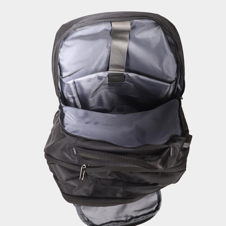 Black Polyester Backpack with Laptop Compartment and USB Port, , large image number null