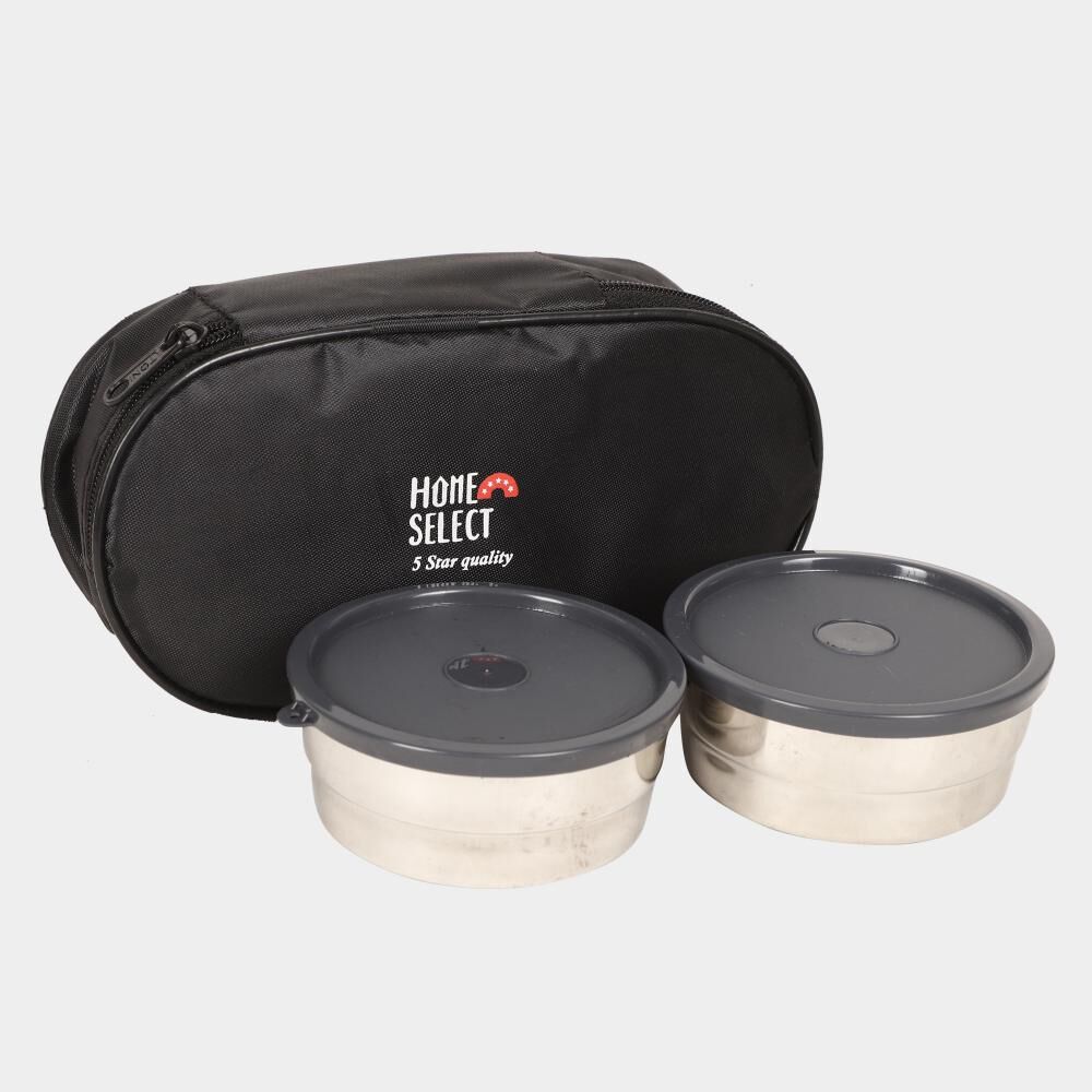 Steel Lunch Box - 2 Cotainers With 1 Bag Steel Lunch Box - 2 Cotainers With 1 Bag