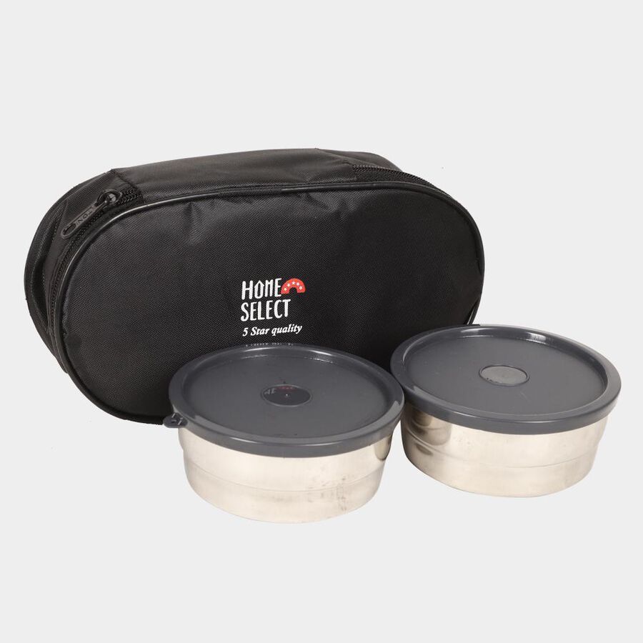 Steel Lunch Box - 2 Cotainers With 1 Bag, , large image number null