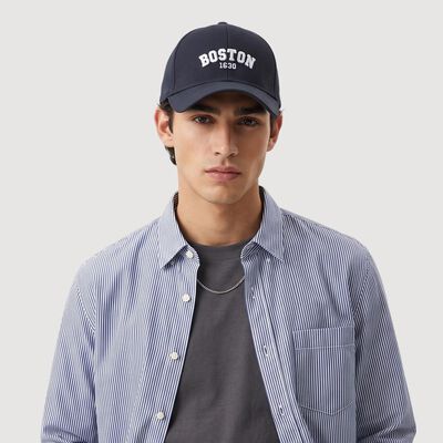 Men's Dark Blue Fabric Cap