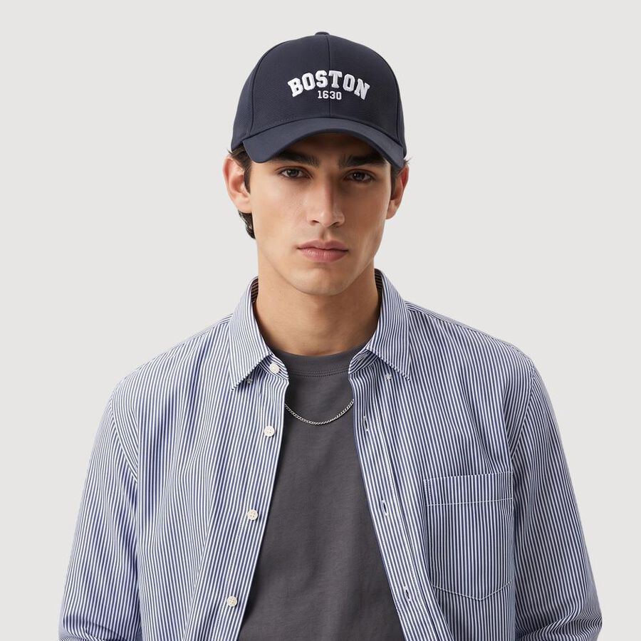Men's Dark Blue Fabric Cap, , large