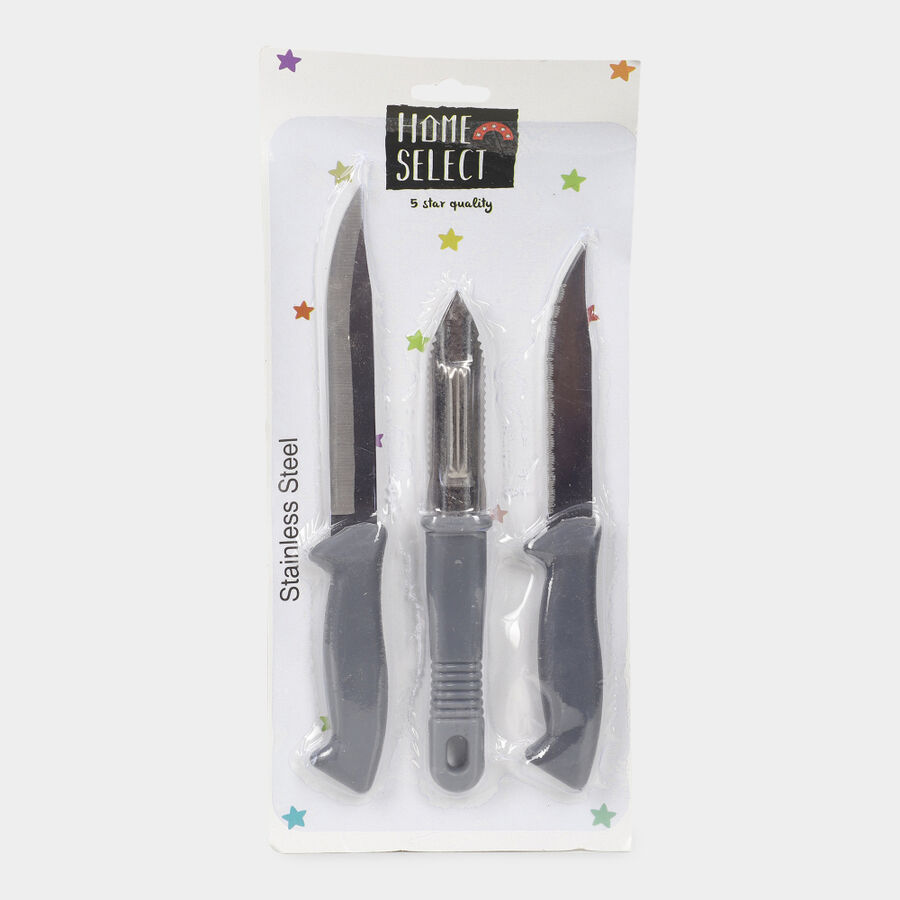 Steel Knife & Peeler Set of 3, , large image number null