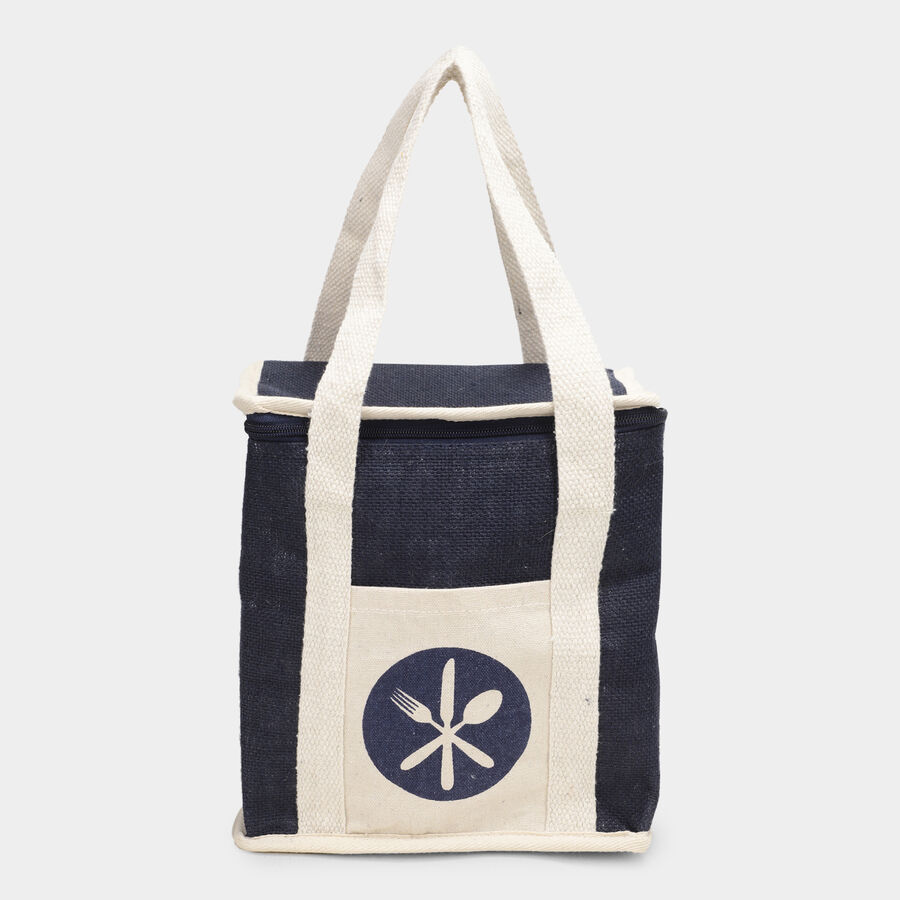 Dark Blue Jute Lunch Bag, , large image number null