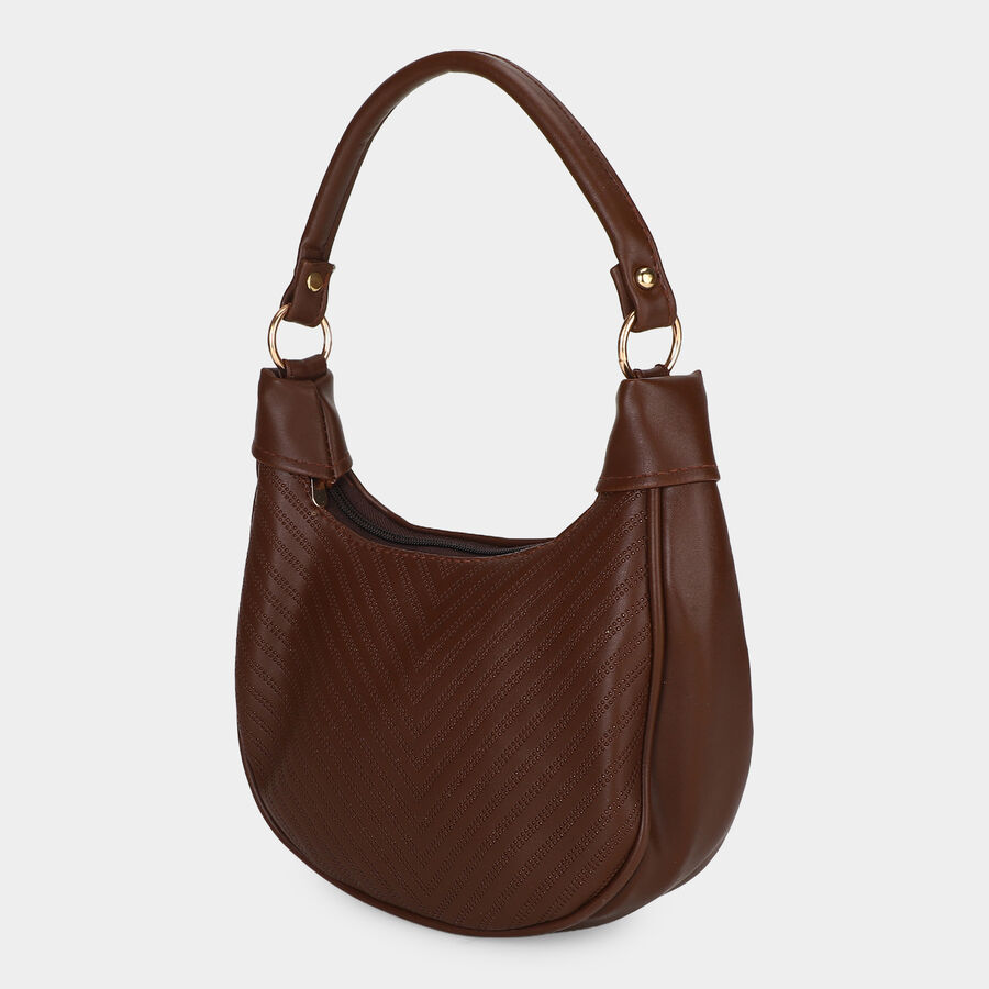 Woman's Brown Polyurethane Bag, , large