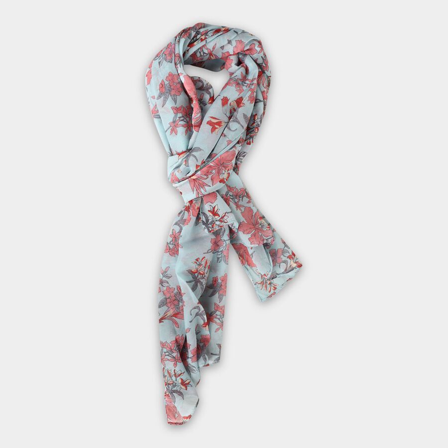Women's Blue Viscose Scarf, , large image number null