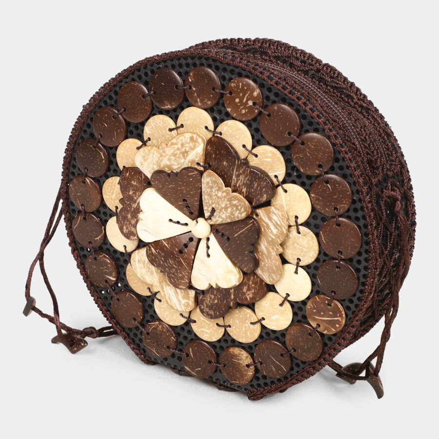 Women's Brown Coconut Shell Sling Bag, , large image number null