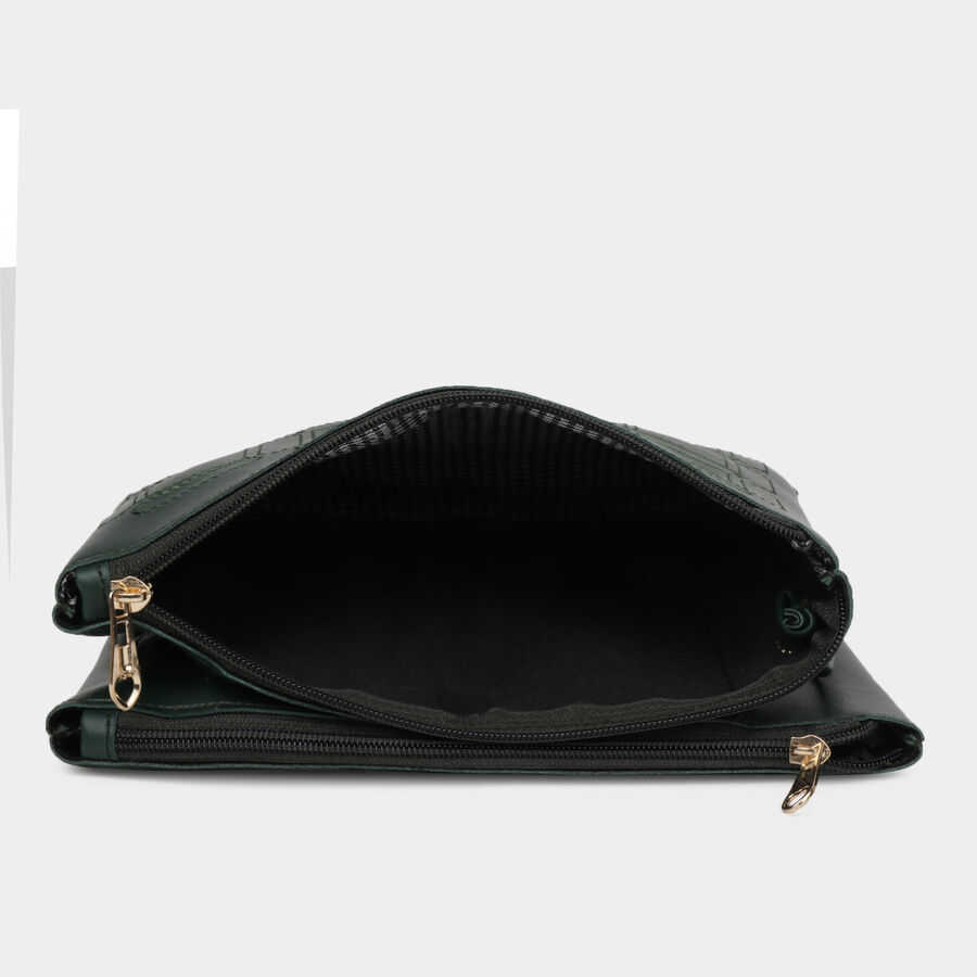 Women's Green Polyurethane Sling Bag, , large image number null