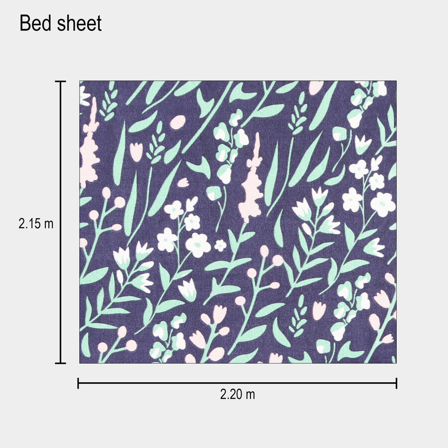 120 GSM Blue Microfiber Double Bedsheet, , large image number null