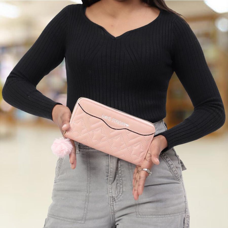 Women's Pink Polyurethane Handbag, , large image number null