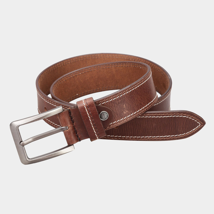 Men's Leather Casual Belt, Size 40, Textured, , large image number null