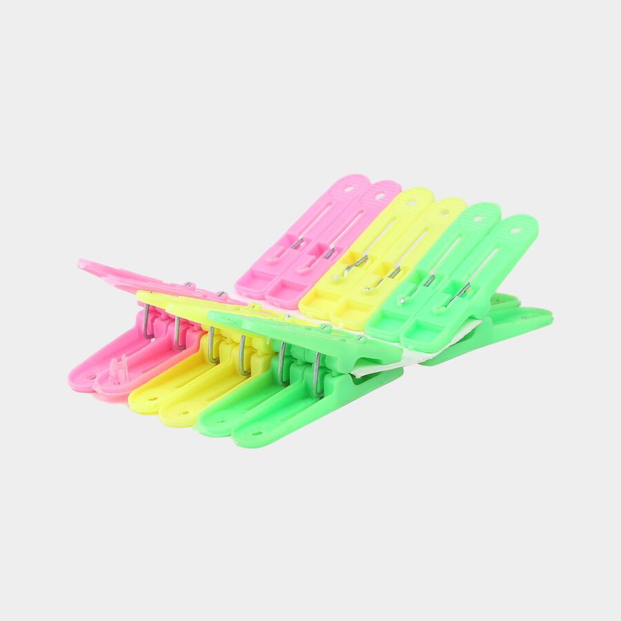 Plastic Cloth Clips-Set of 12 (Color/Design May Vary), , large