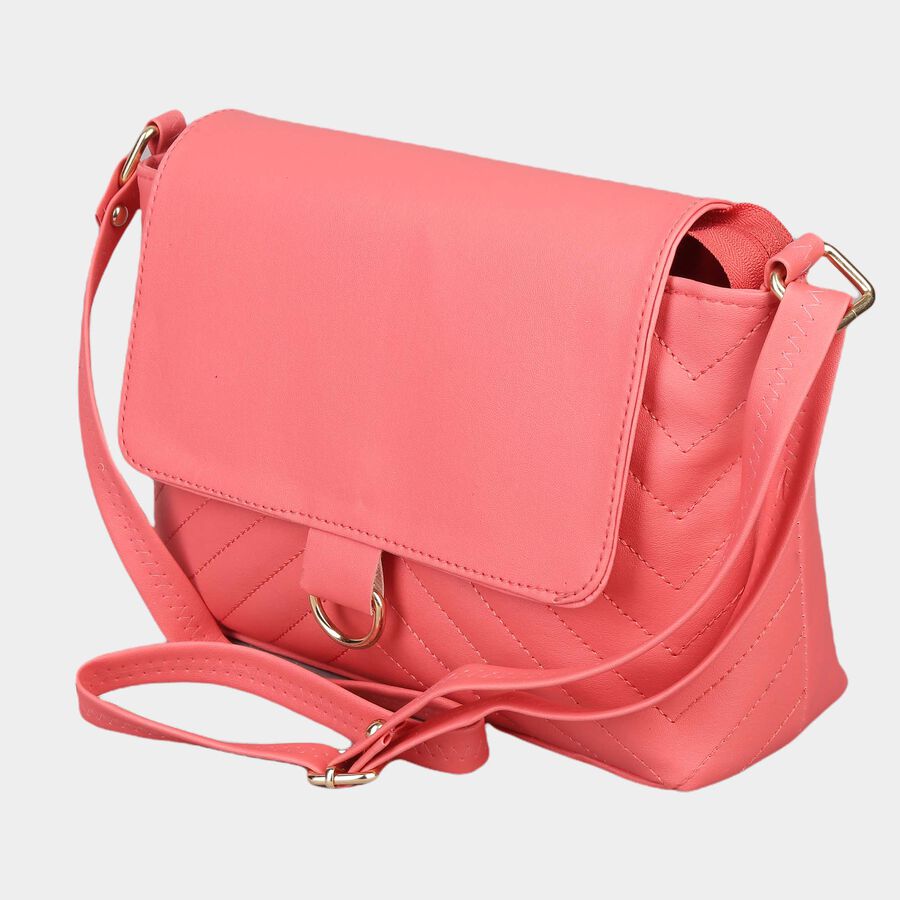 Women's Pink Polyurethane Handbag, , large image number null