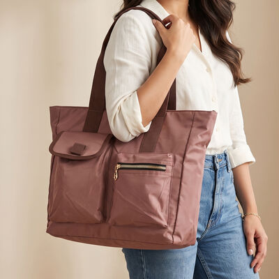 Woman's Beige Polyester Shopping Bag