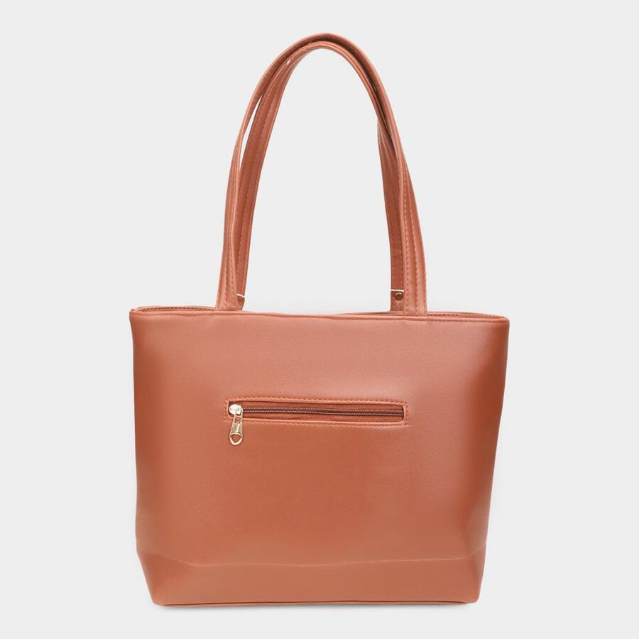Women's Tan Polyurethane Tote Bag, , large image number null