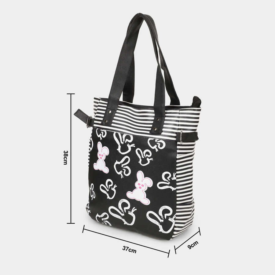 Black Printed Tote Bag, , large image number null