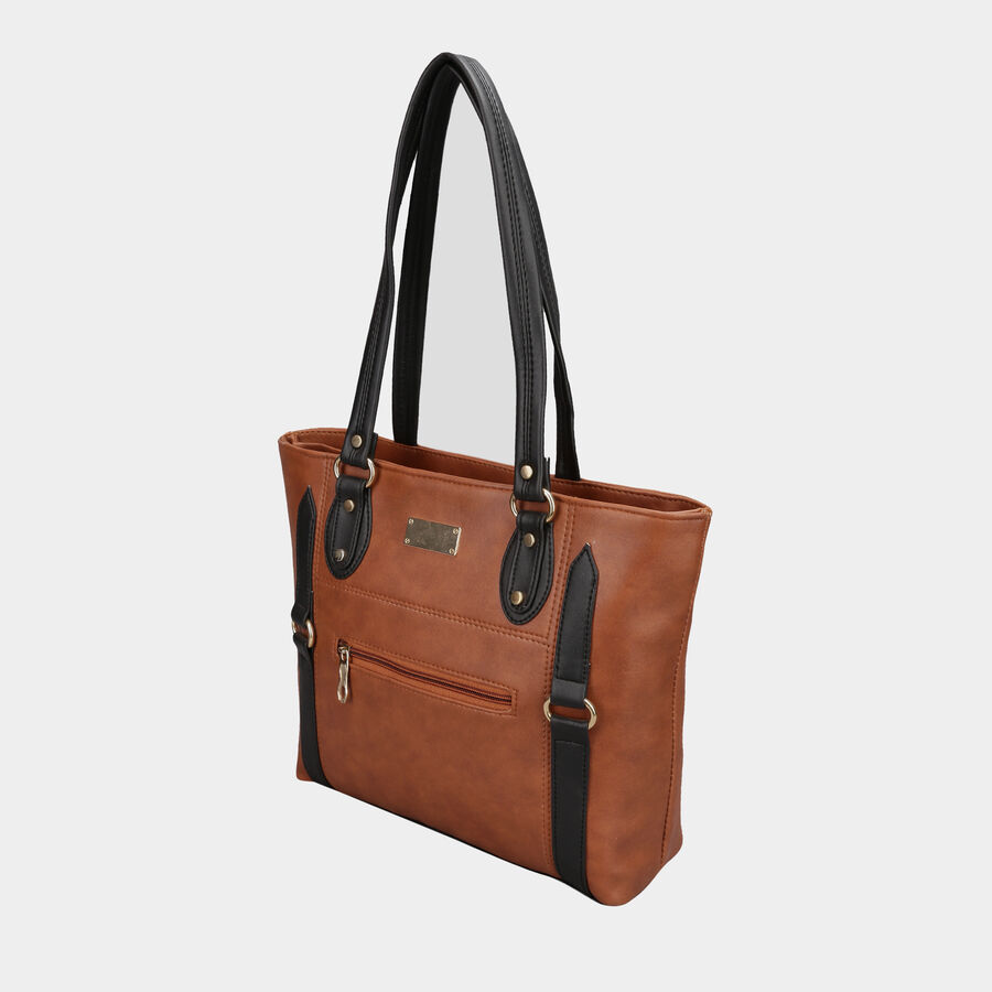 Women's Tan Polyurethane Tote Bag, , large image number null