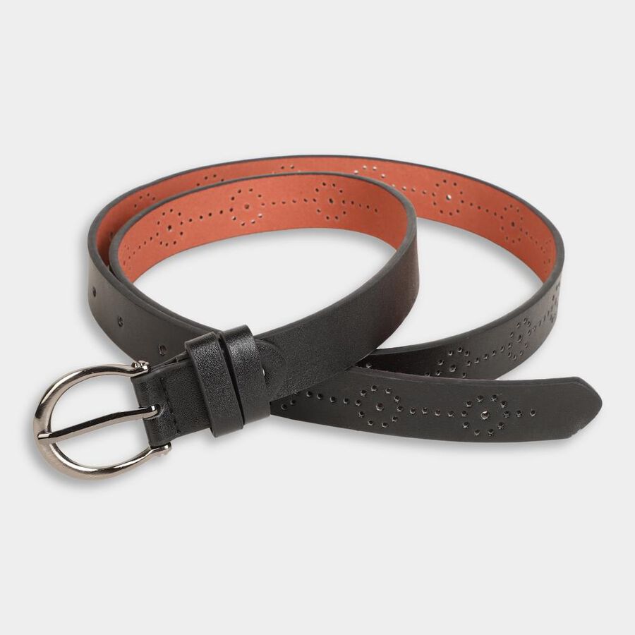 Women's Black Polyurethane Belt, , large image number null