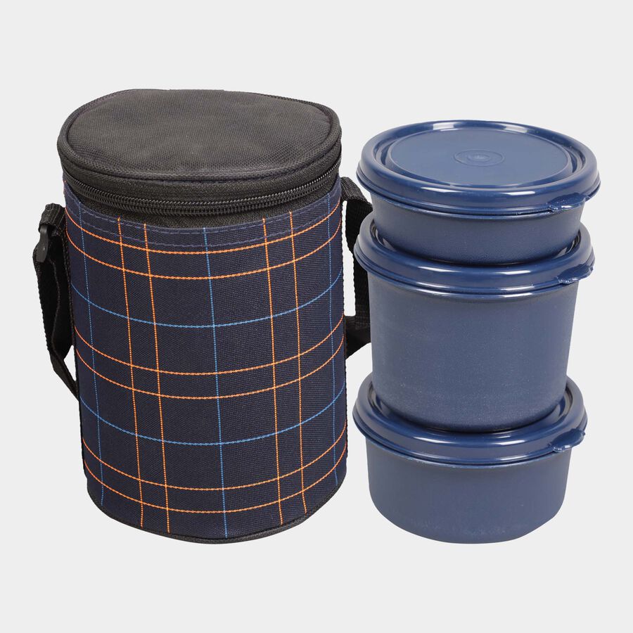 Steel Lunch Box, 3 Containers and 1 Bag, , large image number null