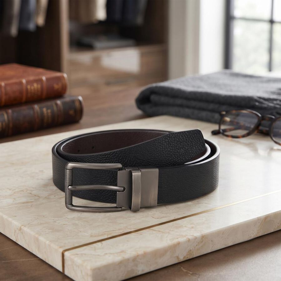Men's Black PU Belt, , large