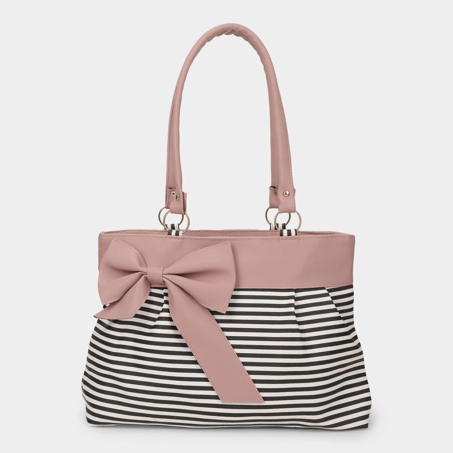 Women's Pink Polyurethane Hand Bag, , large