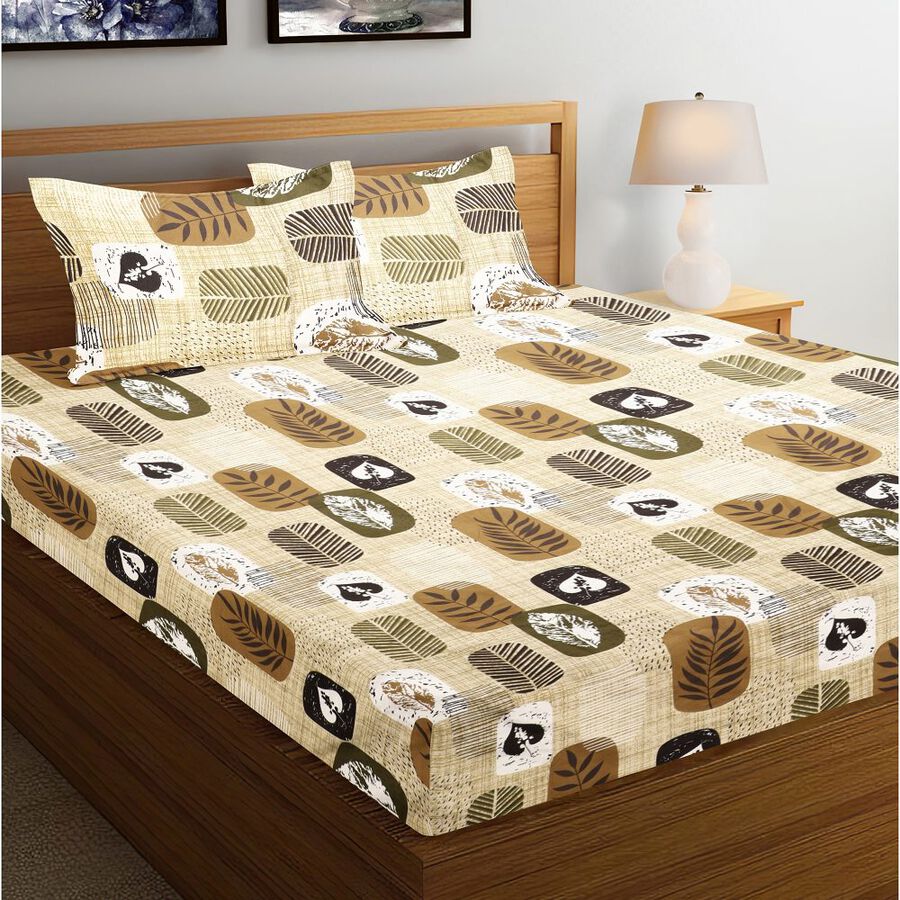 Green Microfiber Double Bedsheet with Pillow Cover, , large