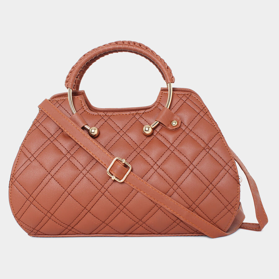 Women Quilted Tan Handbag, , large image number null