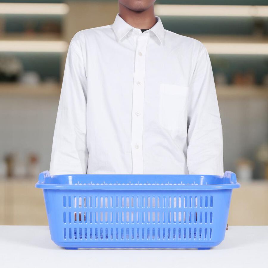 Blue Plastic Basket, , large