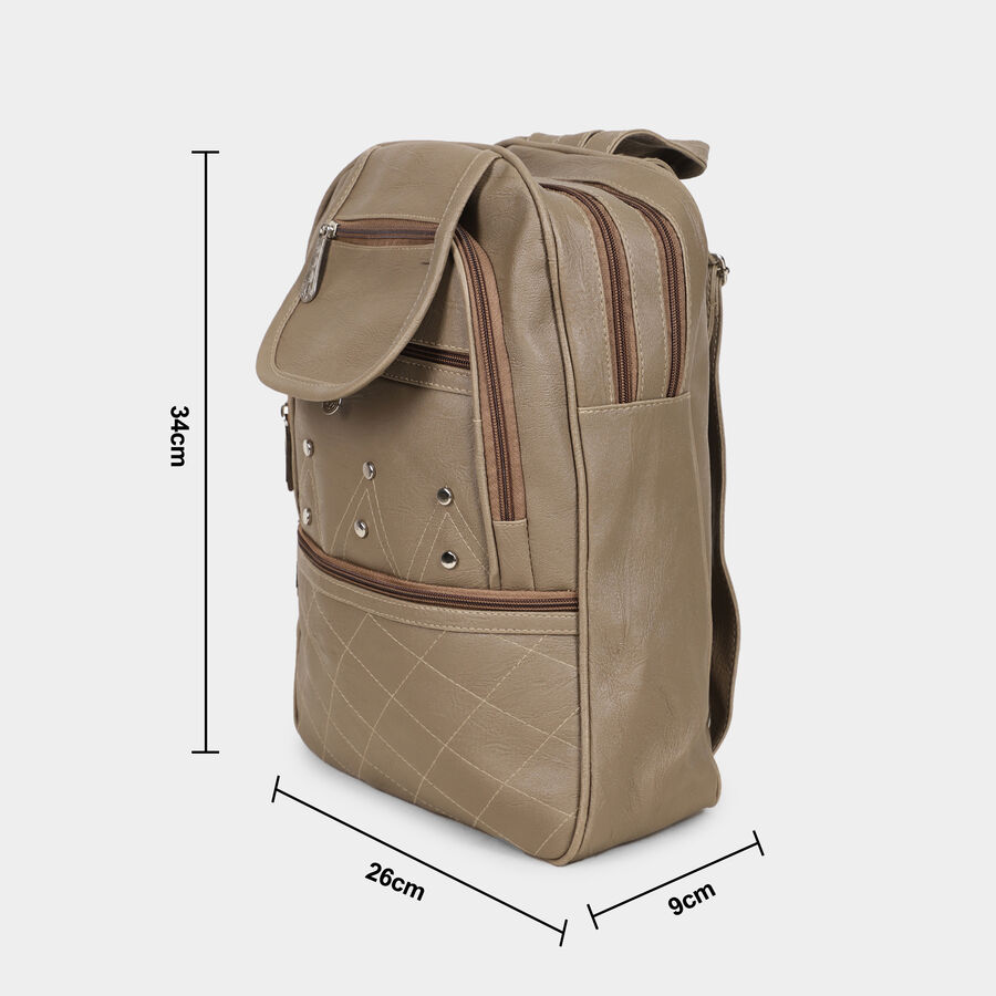 Women's Beige Polyurethane Backpack, , large image number null