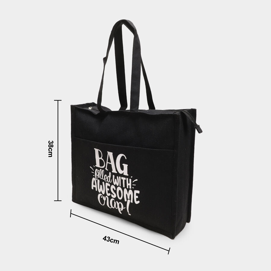 Women's Black Canvas Tote Bag, , large image number null
