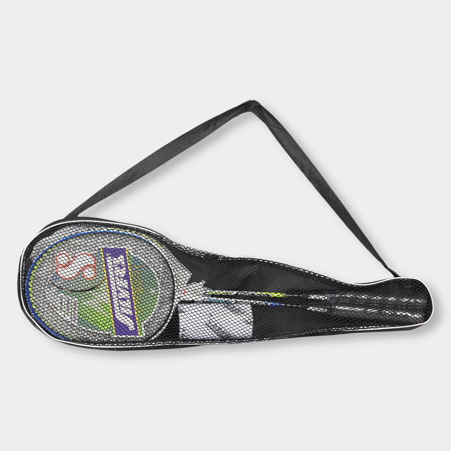 Kid's Black Metal Badminton Racket, , large