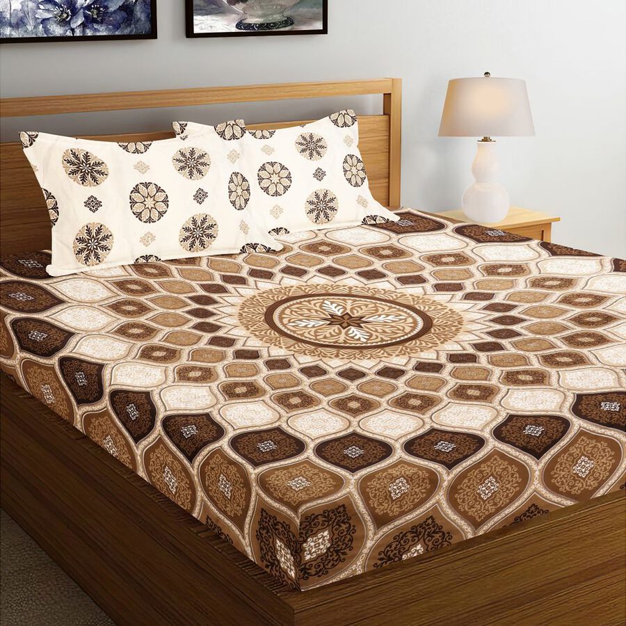 Green Microfiber Double Bedsheet with Pillow Cover, , large