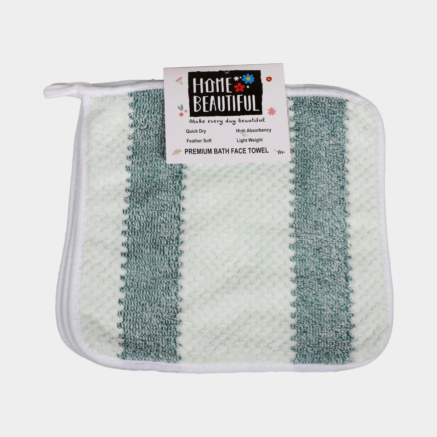 Home Beautiful                         250 GSM Green Microfiber Face Towel