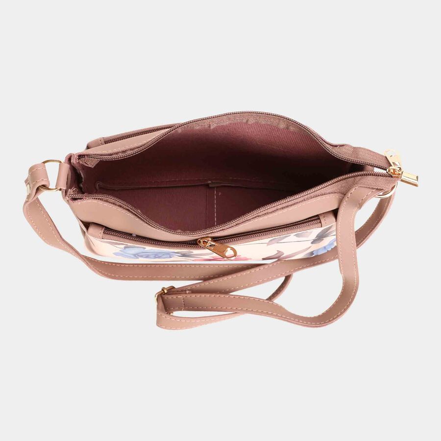 Women's Beige Polyurethane Sling Bag, , large image number null